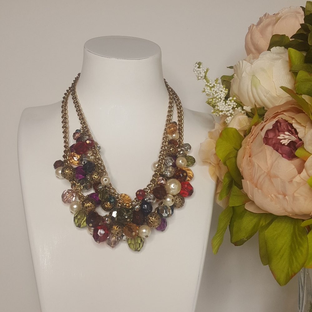 Double Layer Beaded Necklace - image 1